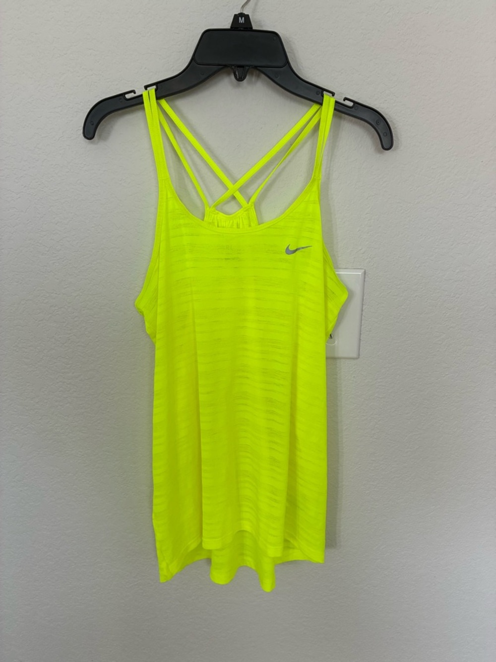 Nike Dri-Fit Neon Yellow Strappy Racerback Tank XS Athletic Workout Top